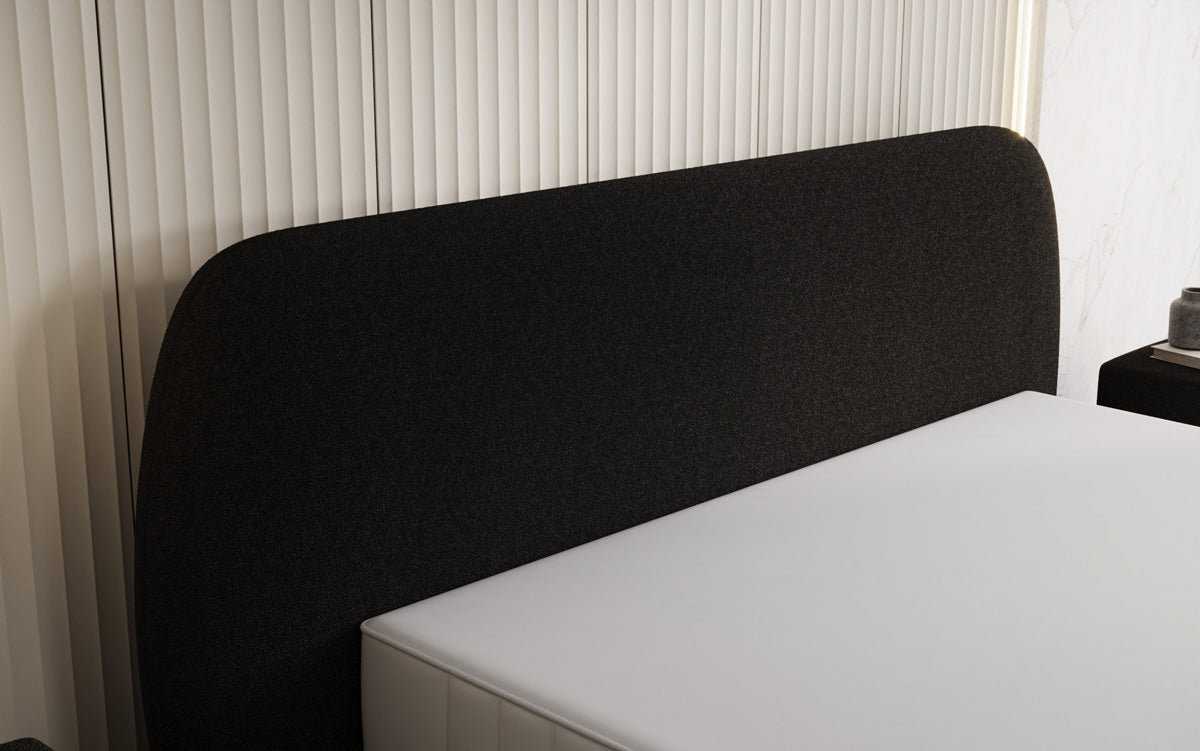 Designer upholstered bed Nella in teddy bouclé with storage space