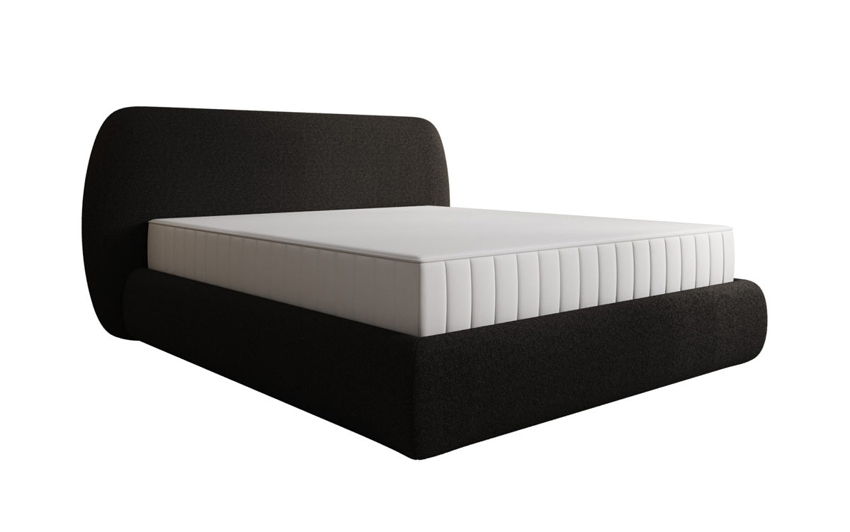 Designer upholstered bed Nella in teddy bouclé with storage space