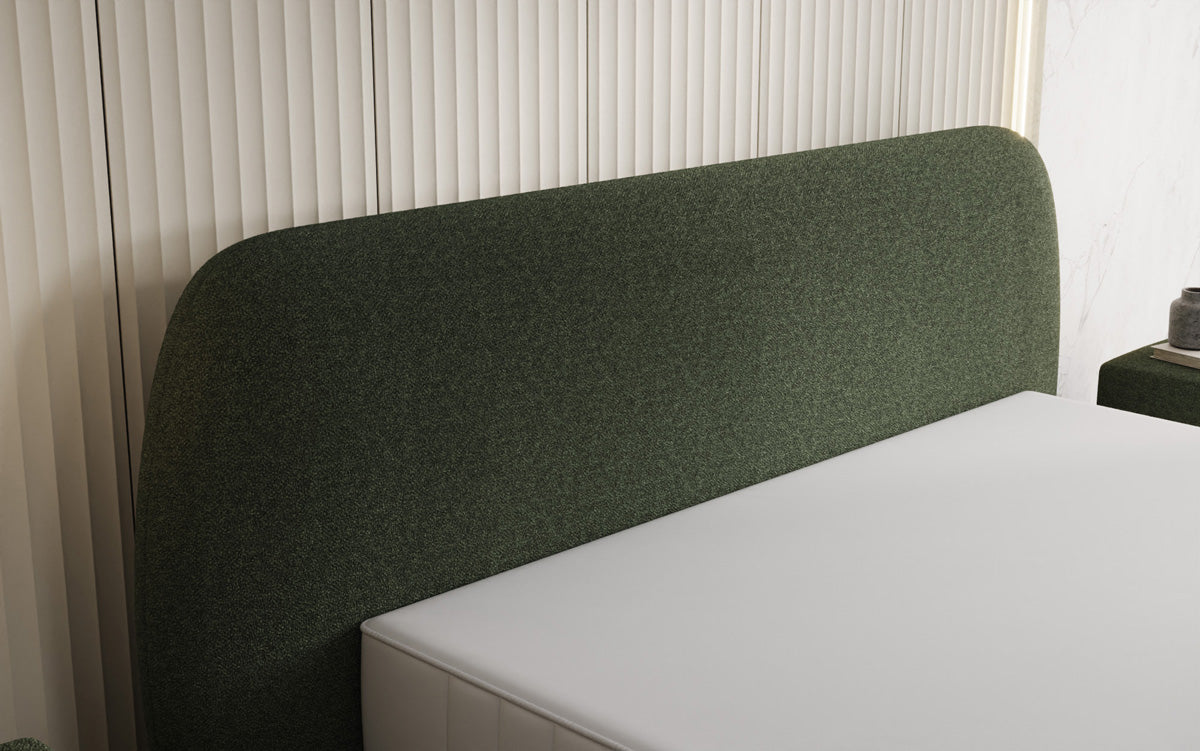 Designer upholstered bed Nella in teddy bouclé with storage space