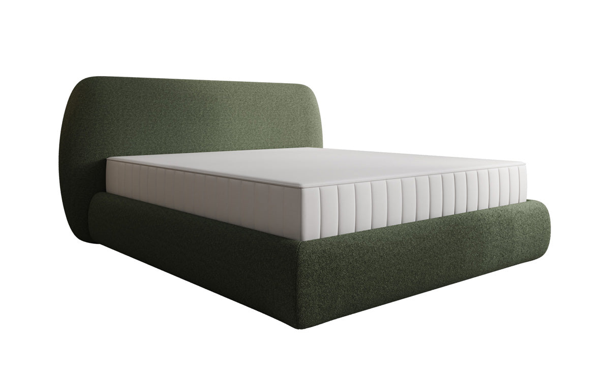 Designer upholstered bed Nella in teddy bouclé with storage space