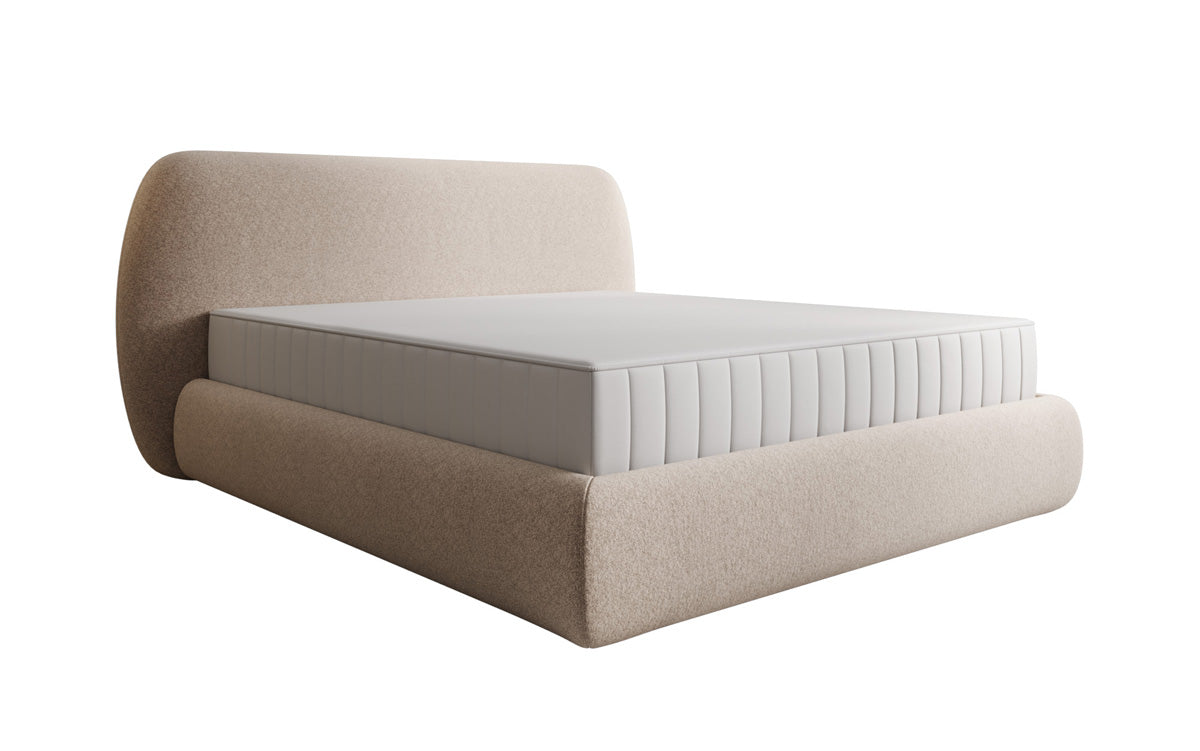 Designer upholstered bed Nella in textured fabric with storage space