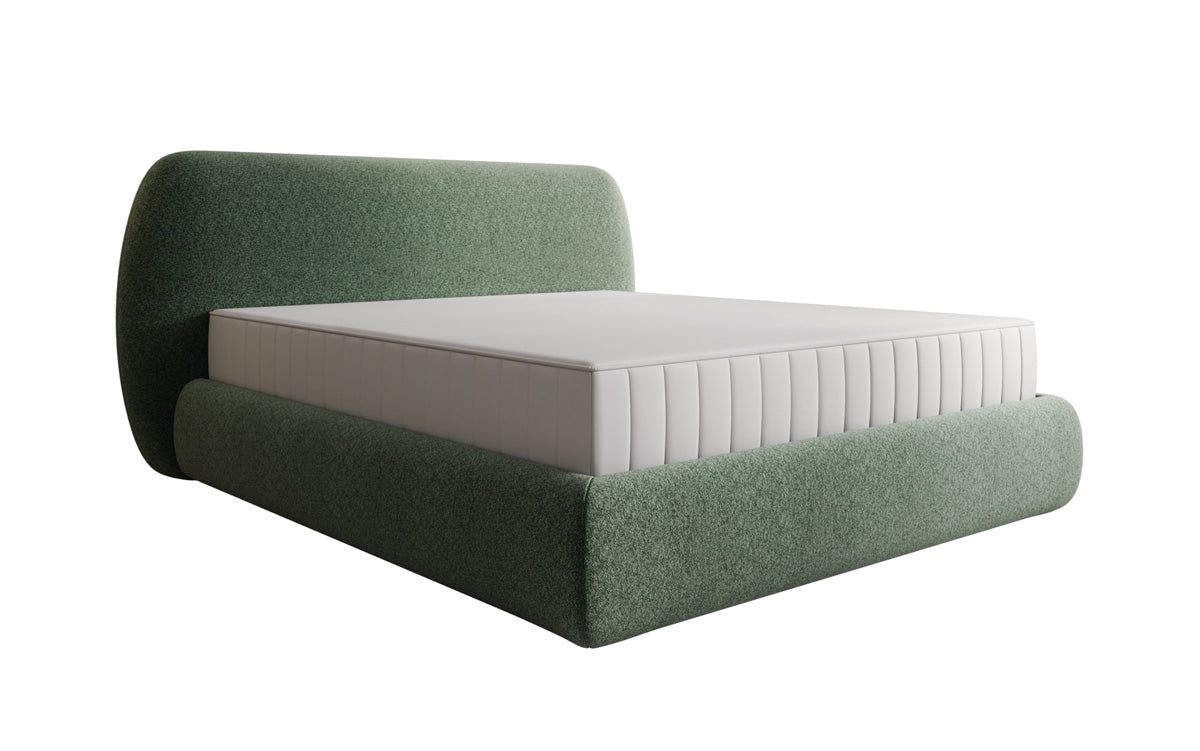 Designer upholstered bed Nella in textured fabric with storage space