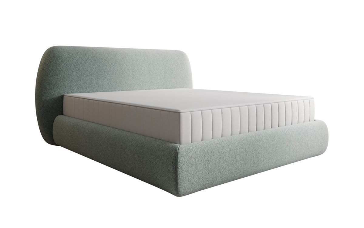 Designer upholstered bed Nella in textured fabric with storage space