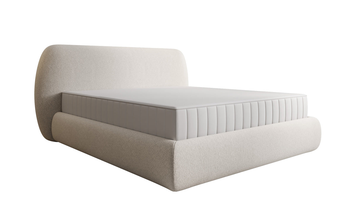 Designer upholstered bed Nella in textured fabric with storage space