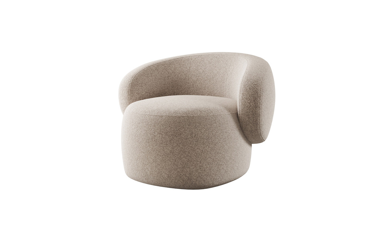 Designer armchair Kai in textured fabric - 360° swivel function