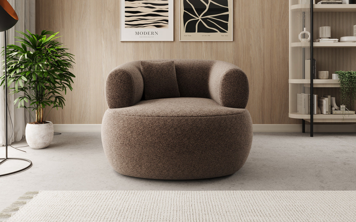 Designer sofa armchair Bao in textured fabric - 360° swivel function