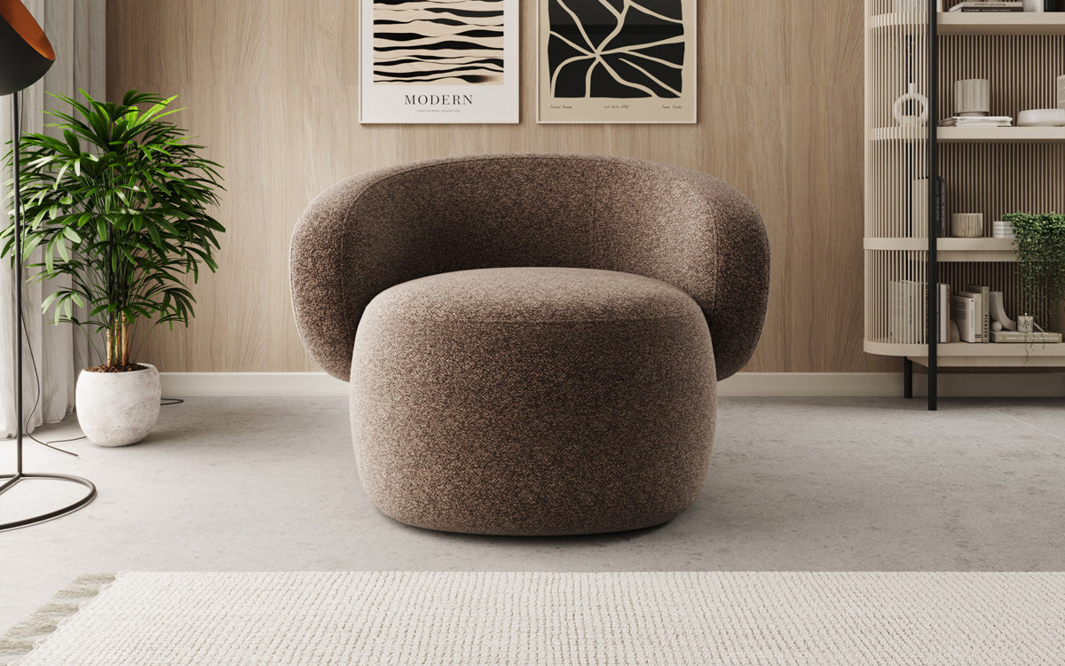 Designer armchair Kai in textured fabric - 360° swivel function