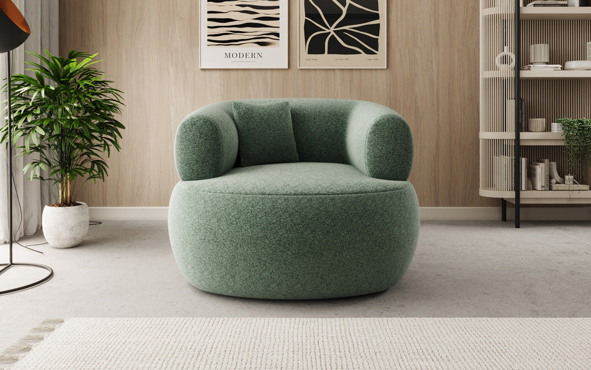 Designer sofa armchair Bao in textured fabric - 360° swivel function