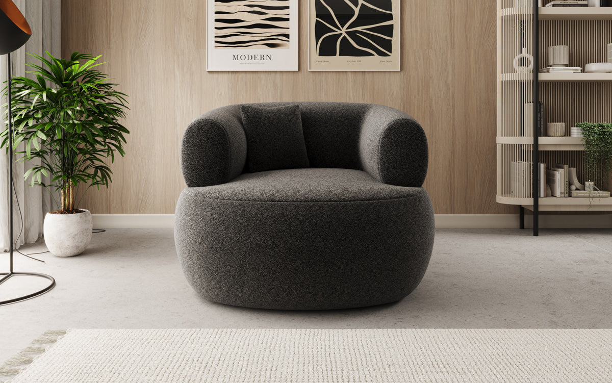 Designer sofa armchair Bao in textured fabric - 360° swivel function