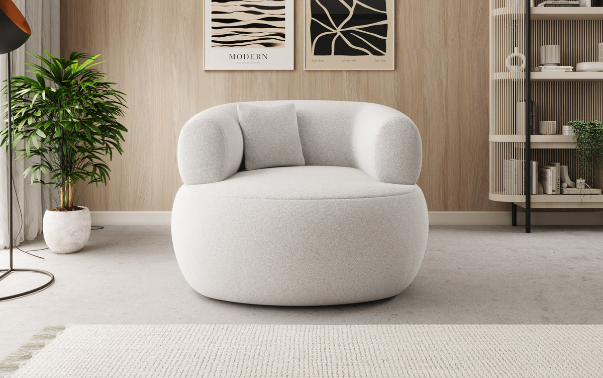 Designer sofa armchair Bao in textured fabric - 360° swivel function