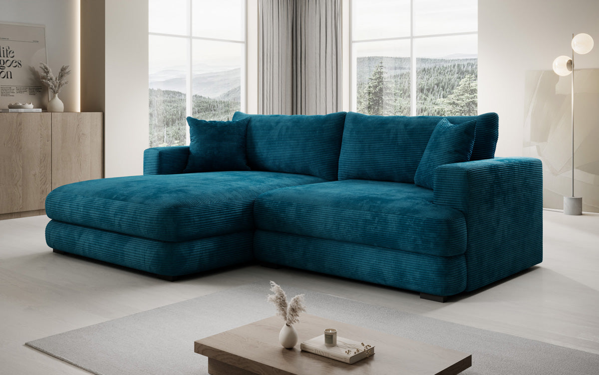 Designer corner sofa Lima in Corduroy