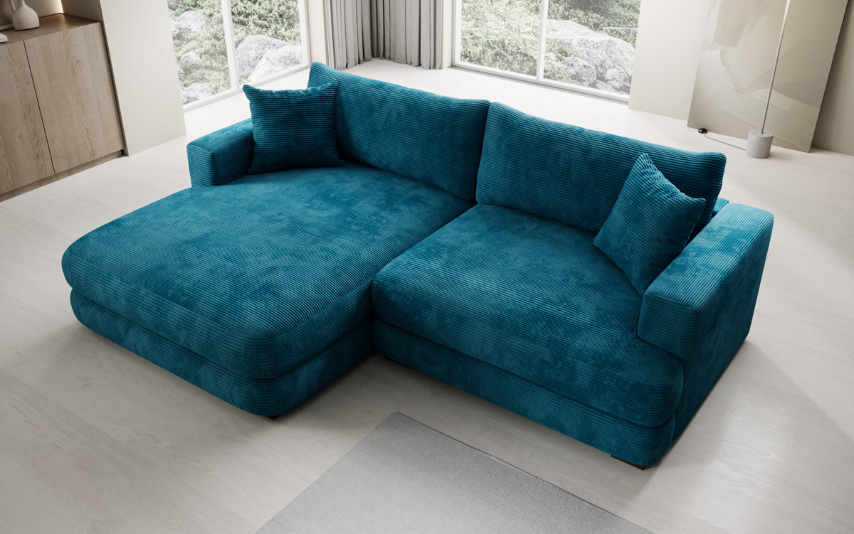 Designer corner sofa Lima in Corduroy
