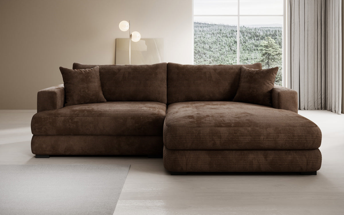 Designer corner sofa Lima in Corduroy