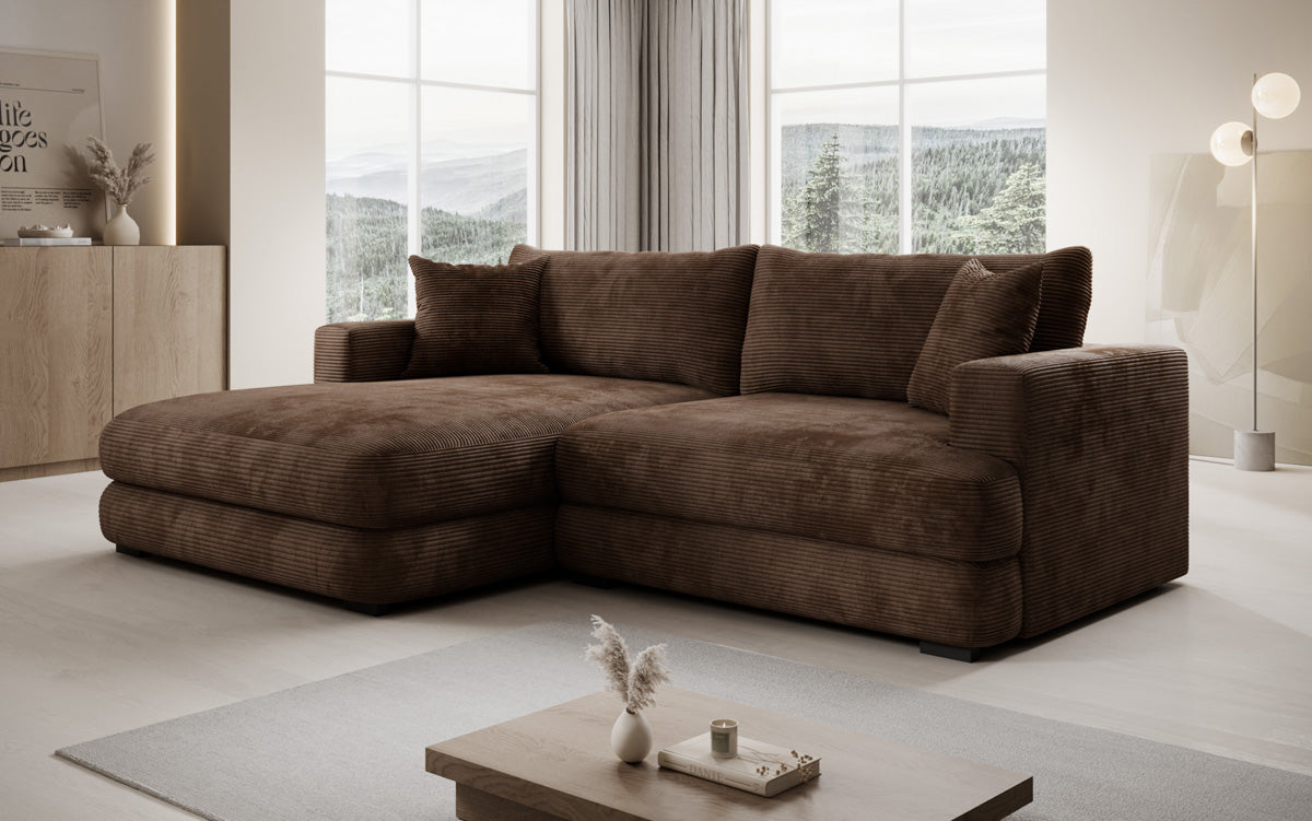 Designer corner sofa Lima in Corduroy