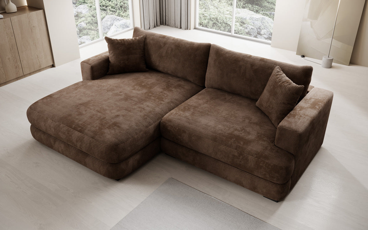 Designer corner sofa Lima in Corduroy