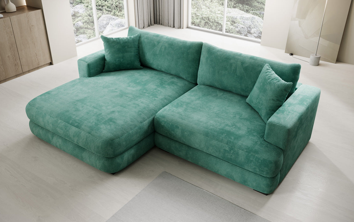Designer corner sofa Lima in Corduroy