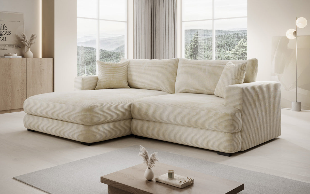 Designer corner sofa Lima in Corduroy