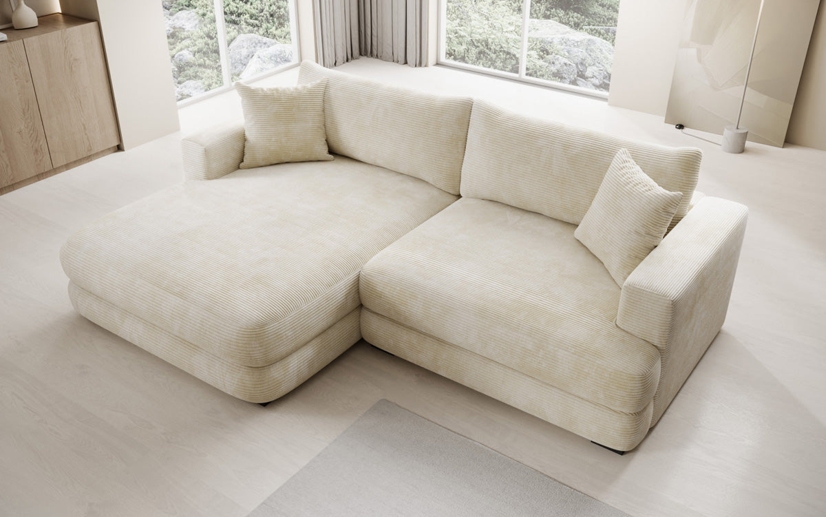 Designer corner sofa Lima in Corduroy