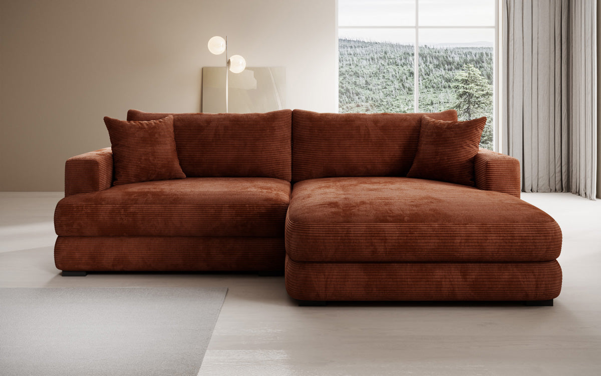 Designer corner sofa Lima in Corduroy