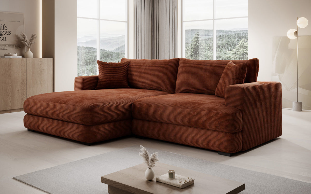 Designer corner sofa Lima in Corduroy