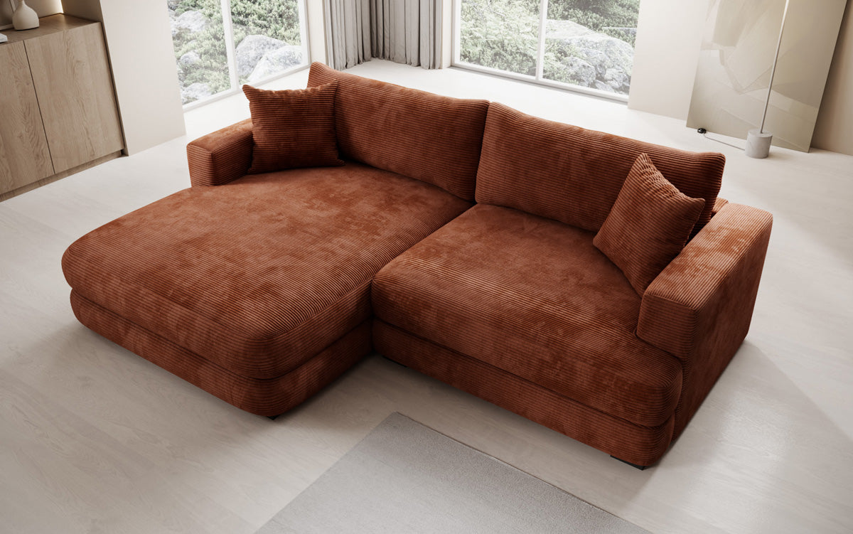 Designer corner sofa Lima in Corduroy