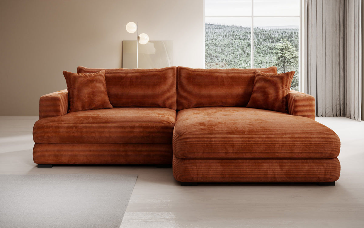 Designer corner sofa Lima in Corduroy
