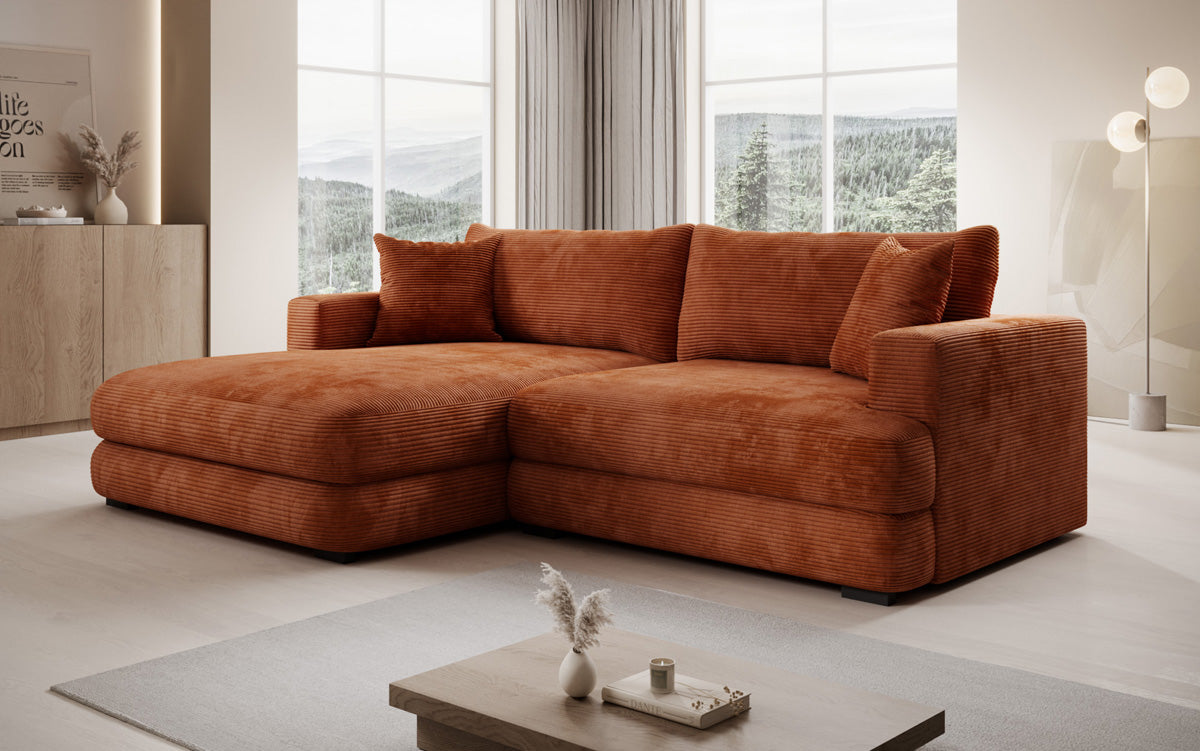 Designer corner sofa Lima in Corduroy