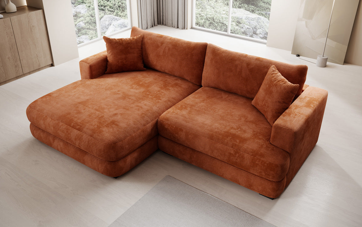 Designer corner sofa Lima in Corduroy