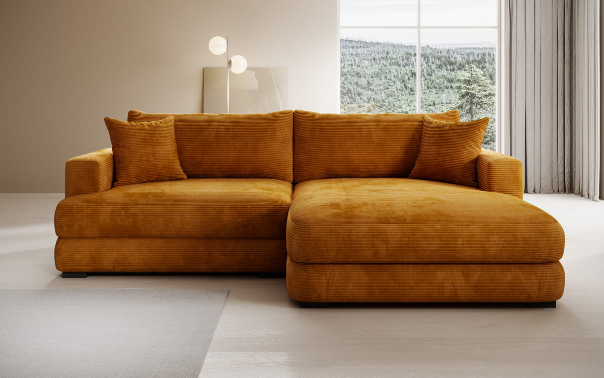 Designer corner sofa Lima in Corduroy