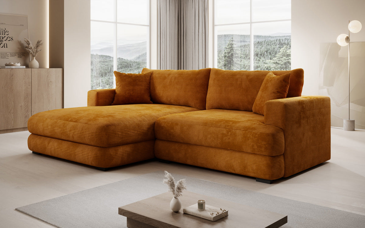 Designer corner sofa Lima in Corduroy