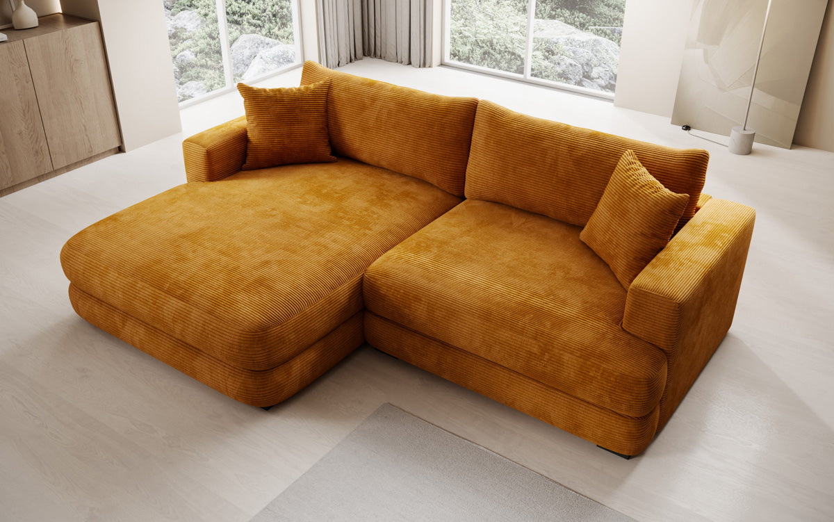 Designer corner sofa Lima in Corduroy