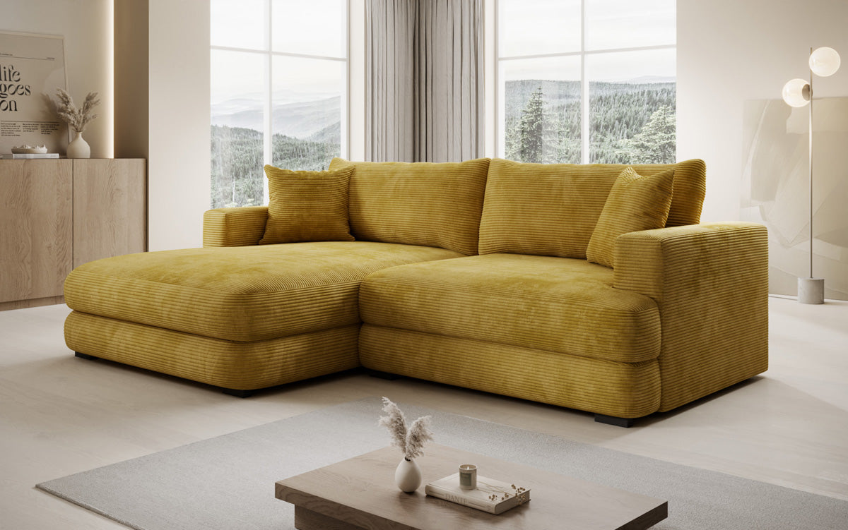 Designer corner sofa Lima in Corduroy