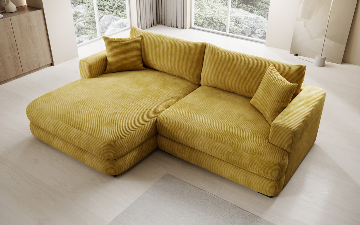 Designer corner sofa Lima in Corduroy