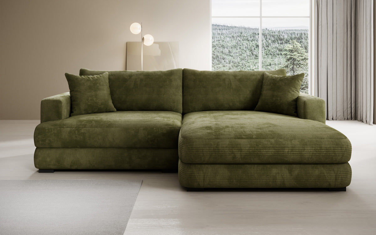 Designer corner sofa Lima in Corduroy