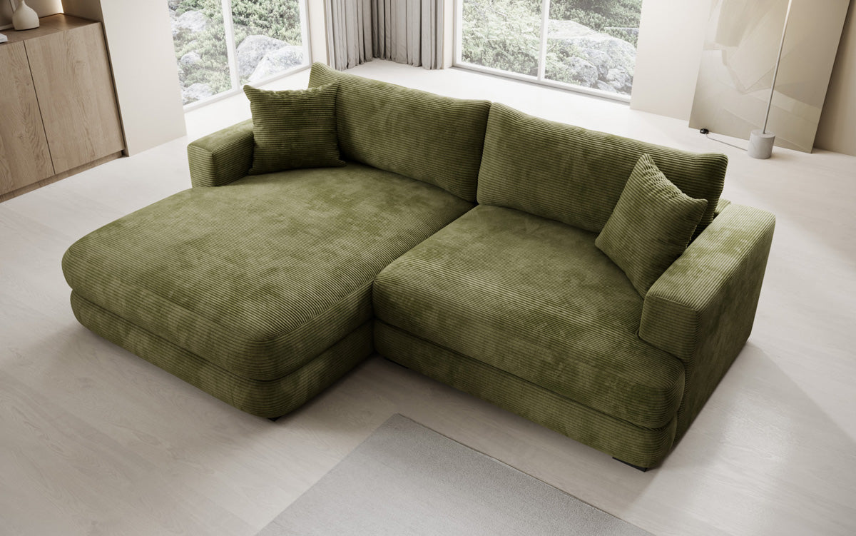 Designer corner sofa Lima in Corduroy