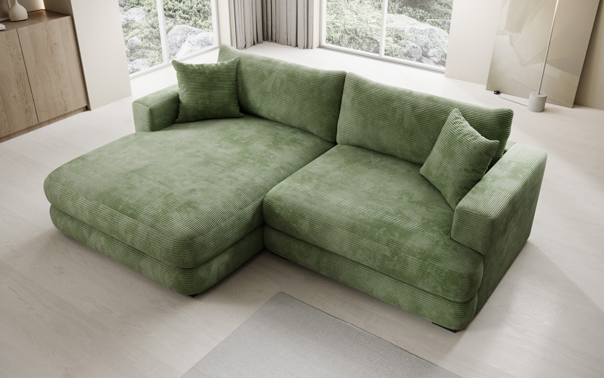Designer corner sofa Lima in Corduroy