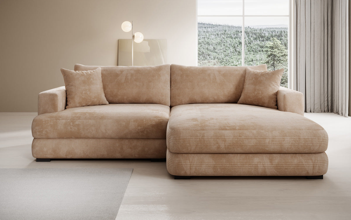 Designer corner sofa Lima in Corduroy