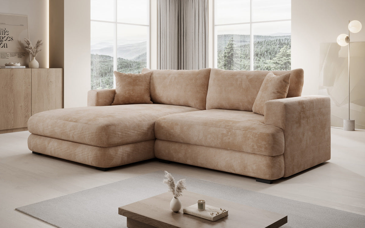 Designer corner sofa Lima in Corduroy