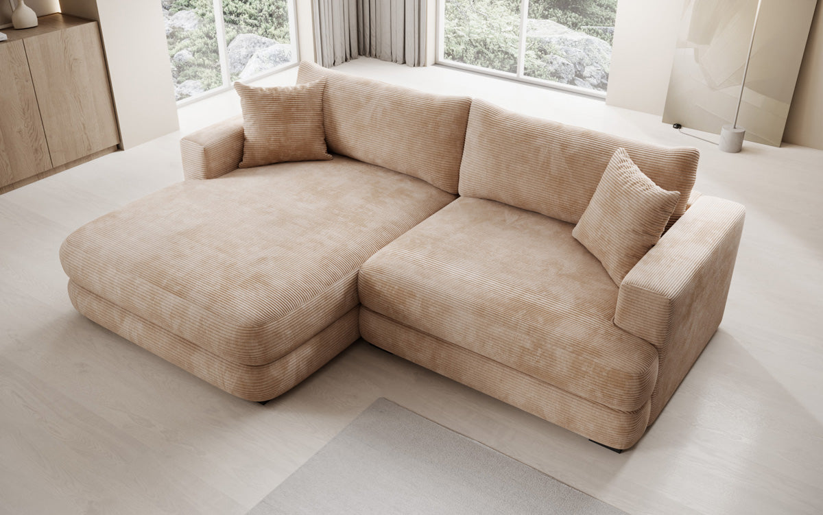 Designer corner sofa Lima in Corduroy