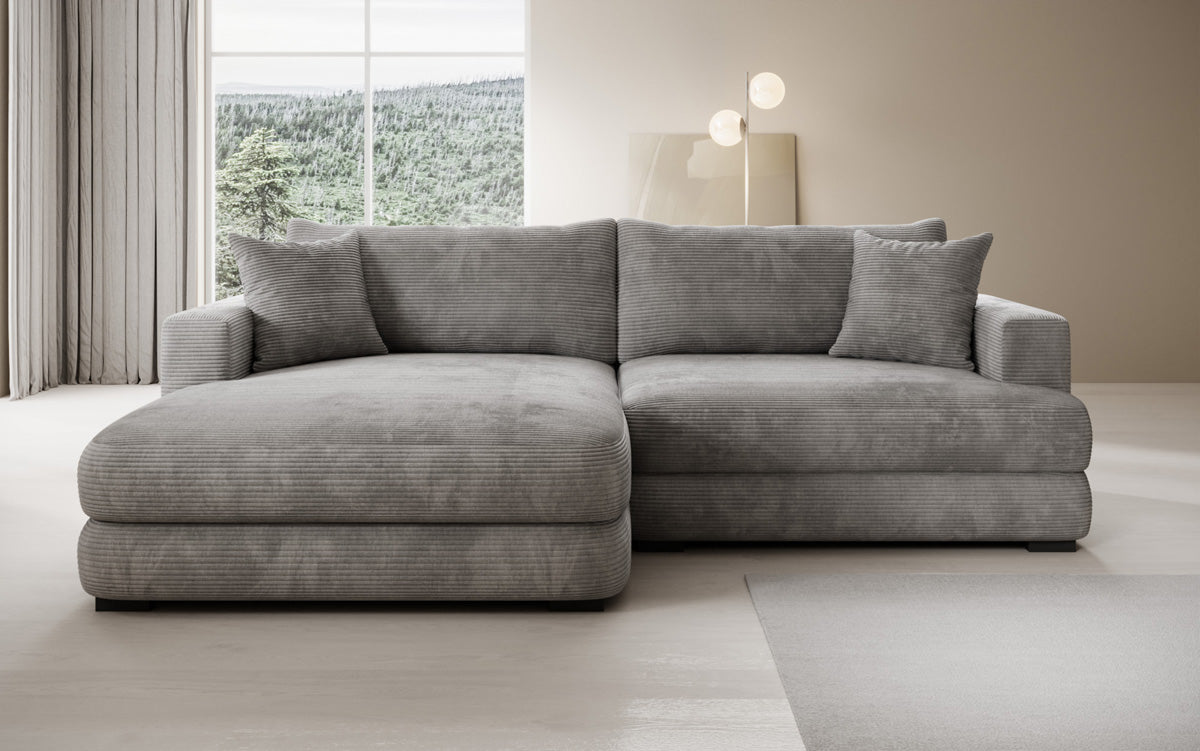 Designer corner sofa Lima in Corduroy