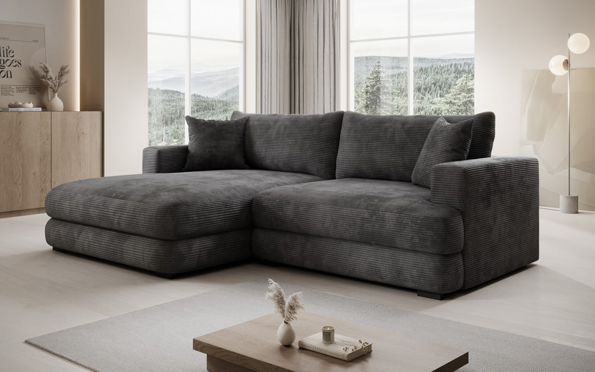 Designer corner sofa Lima in Corduroy