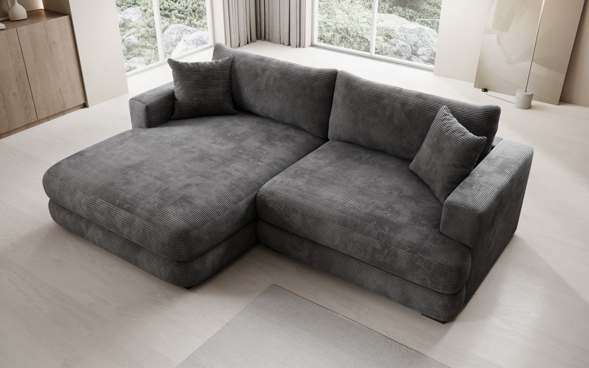 Designer corner sofa Lima in Corduroy