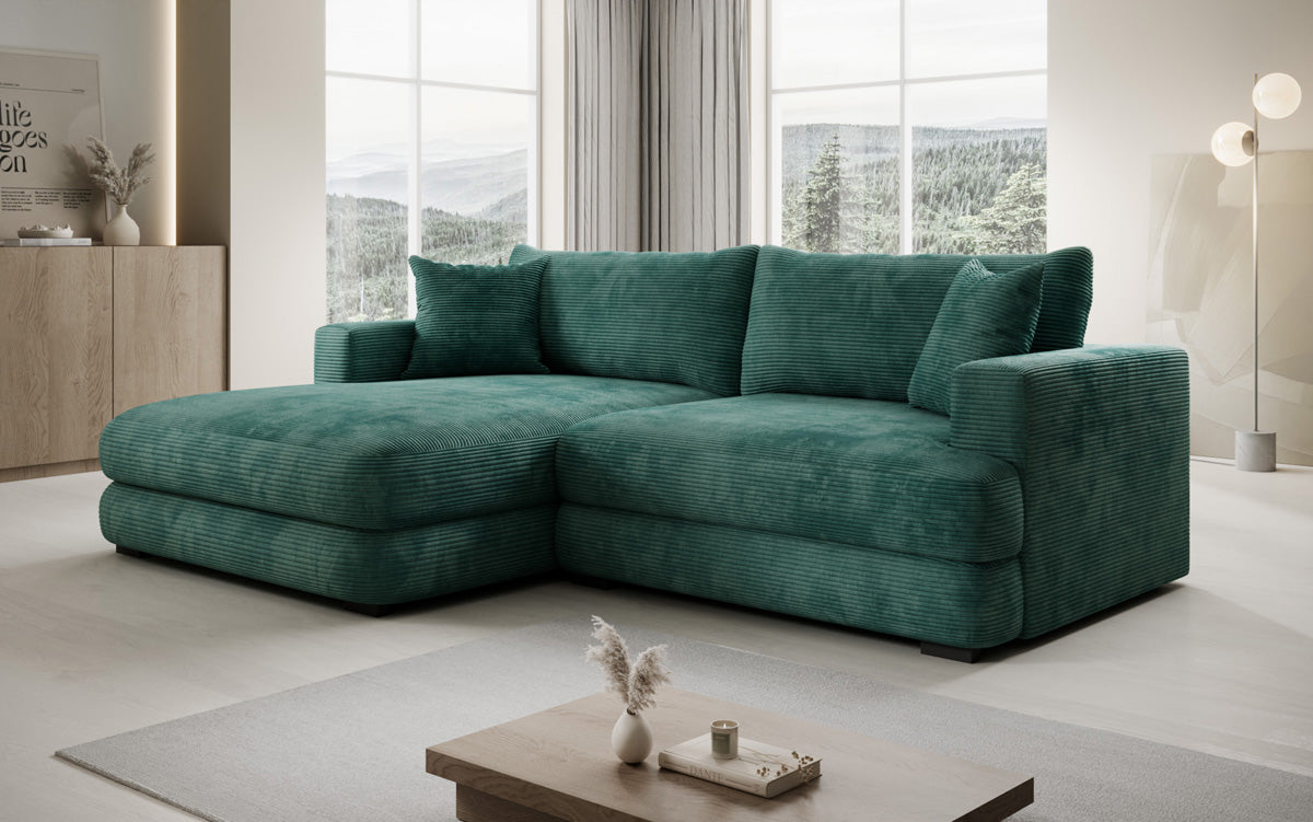 Designer corner sofa Lima in Corduroy