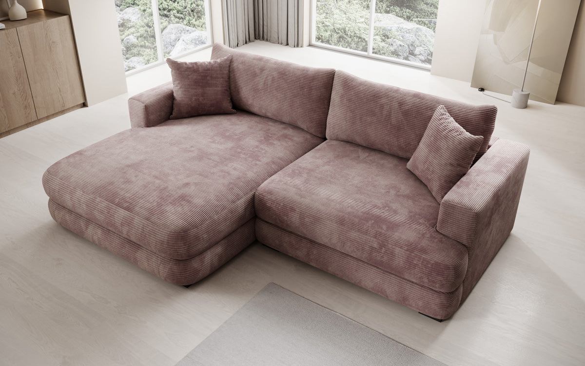 Designer corner sofa Lima in Corduroy