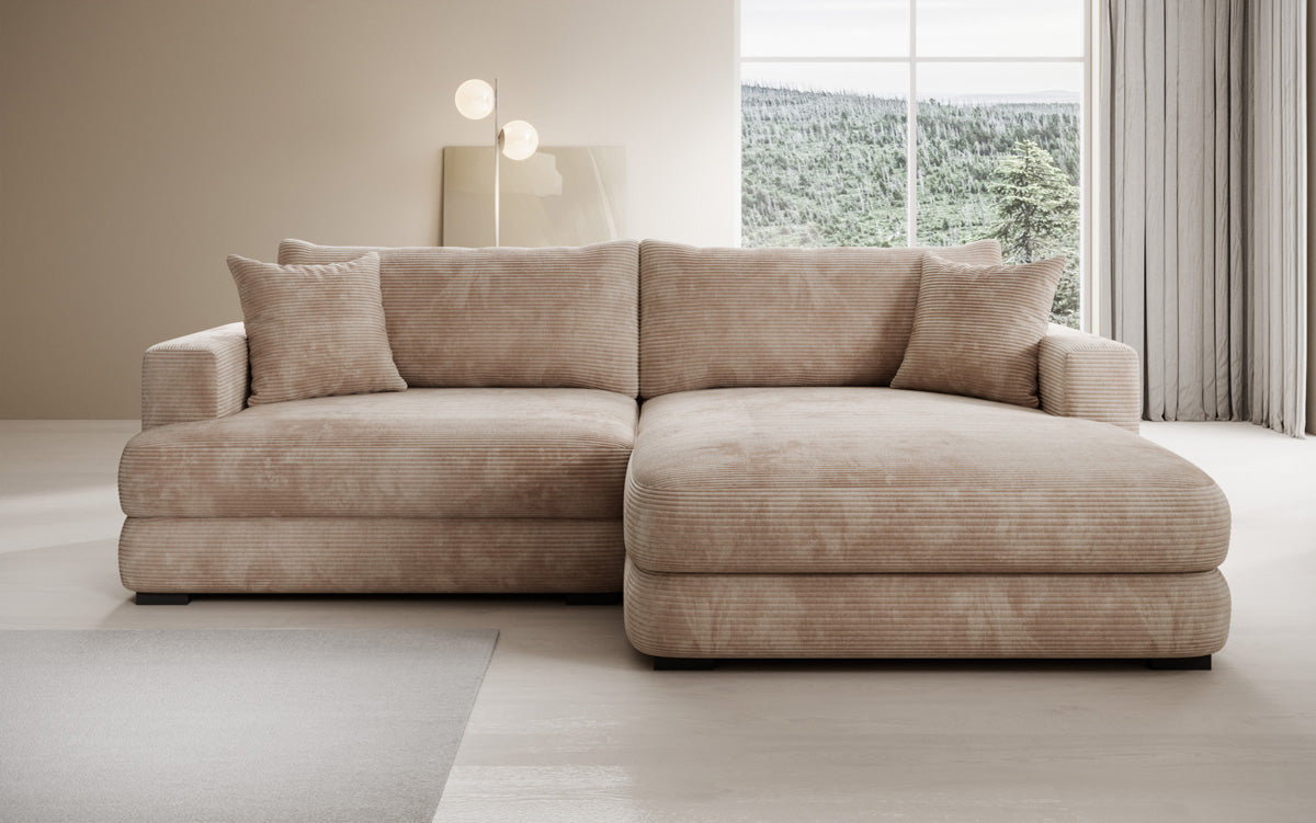 Designer corner sofa Lima in Corduroy