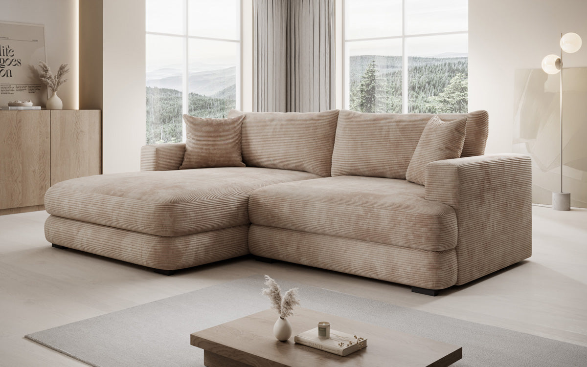Designer corner sofa Lima in Corduroy