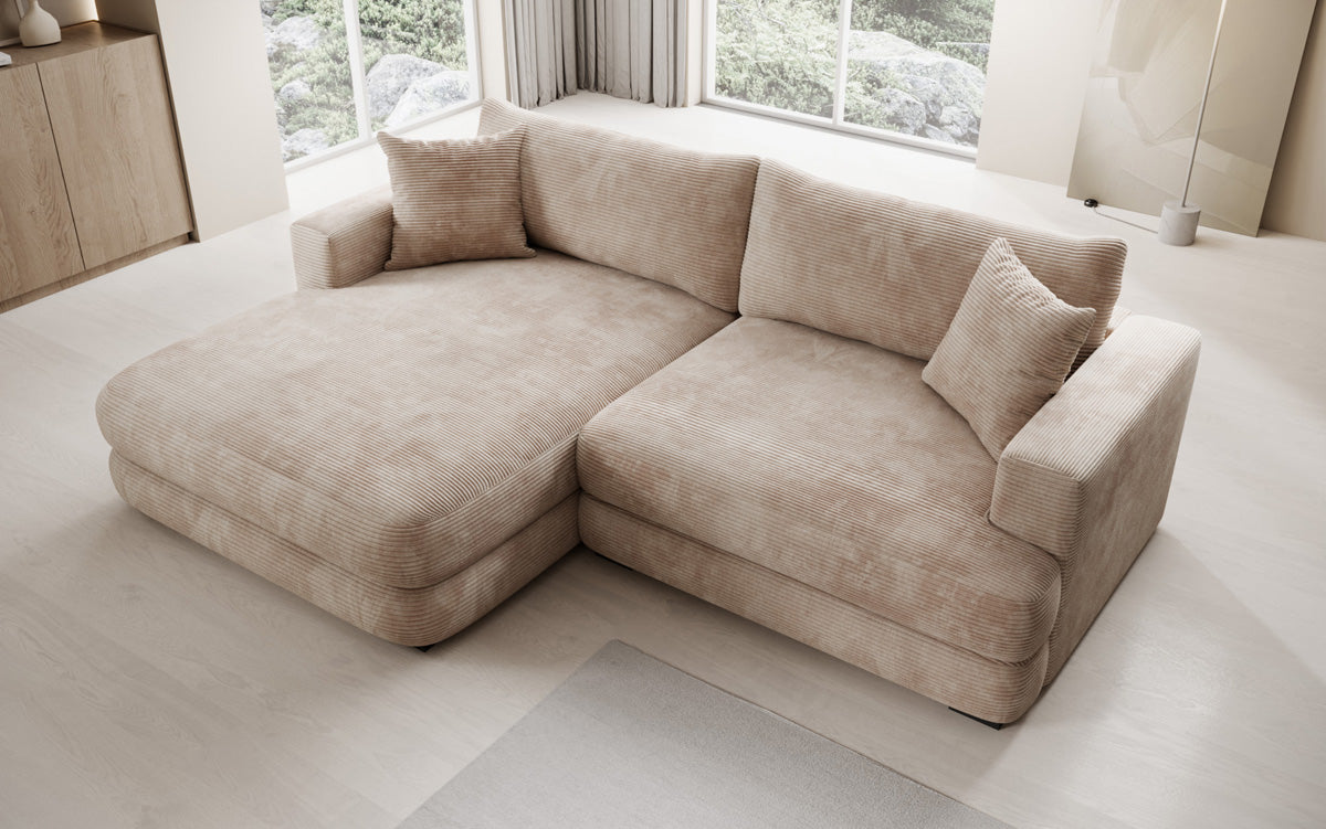 Designer corner sofa Lima in Corduroy