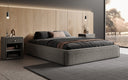 Designer Polsterbett Base mit Stauraum ohne Headboard in Strukturstoff