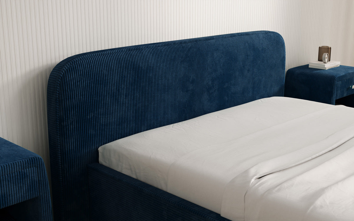 Designer upholstered bed Nola in Corduroy with storage space