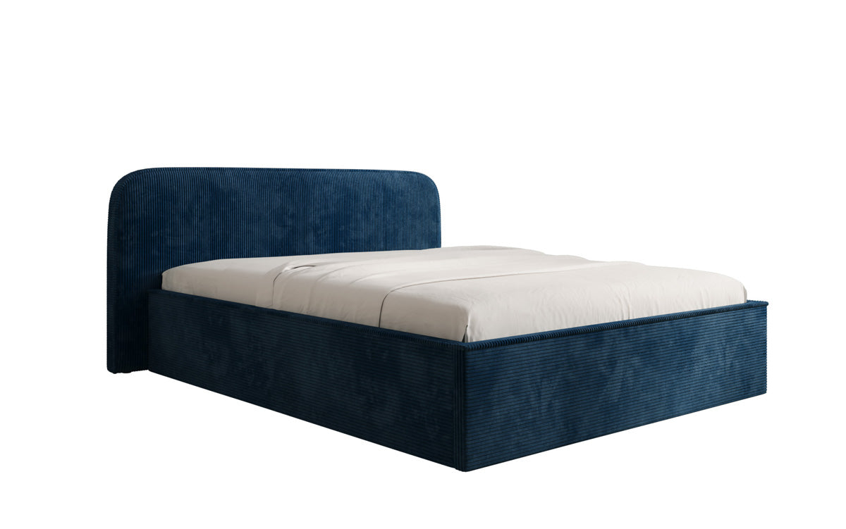 Designer upholstered bed Nola in Corduroy with storage space